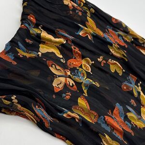 Vintage Black Butterfly Print Scarf – Long Sheer Chiffon Wrap 66” x 20”